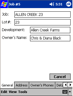 Simply pressing on the job brings up the more in detail information for each house