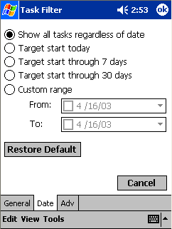 or suppose you need to see only the tasks that occur this week, or this month, or maybe next month.  You have that option.